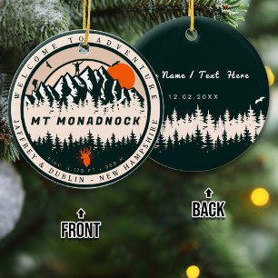 Mount Monadnock New Hampshire Hiking Souvenir Ceramic Tree Decoration