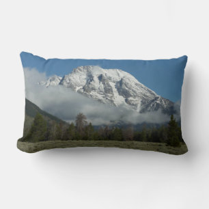 Mount Moran and Clouds at Grand Teton Lumbar Cushion