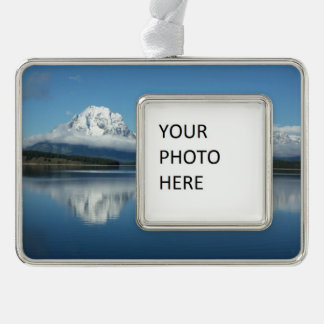 Mount Moran Reflection at Grand Teton Silver Plated Framed Ornament