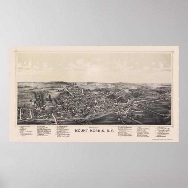 Mount Morris, NY Panoramic Map - 1893 Poster (Front)