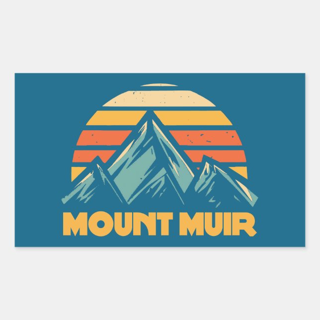 Mount Muir California Retro Turquoise Rectangular Sticker (Front)