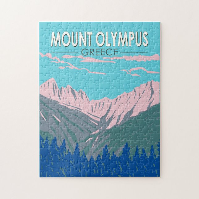 Mount Olympus Greece Travel Art Vintage Jigsaw Puzzle (Vertical)