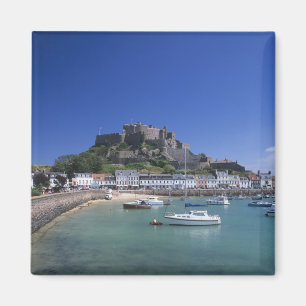 Mount Orgueil Castle and harbour, Gorey, Jersey Magnet
