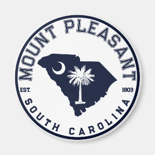 Mount Pleasant SC Flag Map Navy Vintage Souvenir Magnet