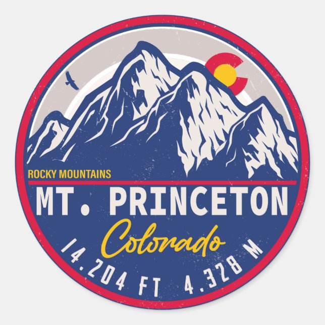 Mount Princeton Colorado - 14ers fourteener hiking Classic Round Sticker (Front)