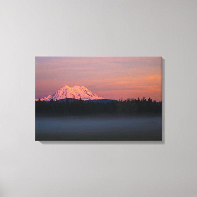 Mount Rainer sunset and mist Canvas Print (Front)
