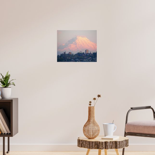Mount Rainier Alpenglow Landscape Poster (Living Room 3)