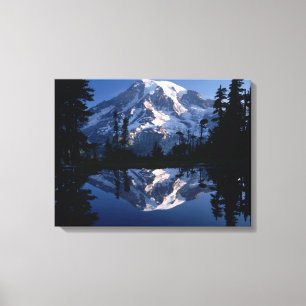 Mount Rainier and Blue Sky Perfectly Reflected Canvas Print