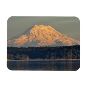 Mount Rainier and Case Inlet at Dusk Magnet
