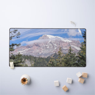 Mount Rainier and Clouds Landscape Desk Mat