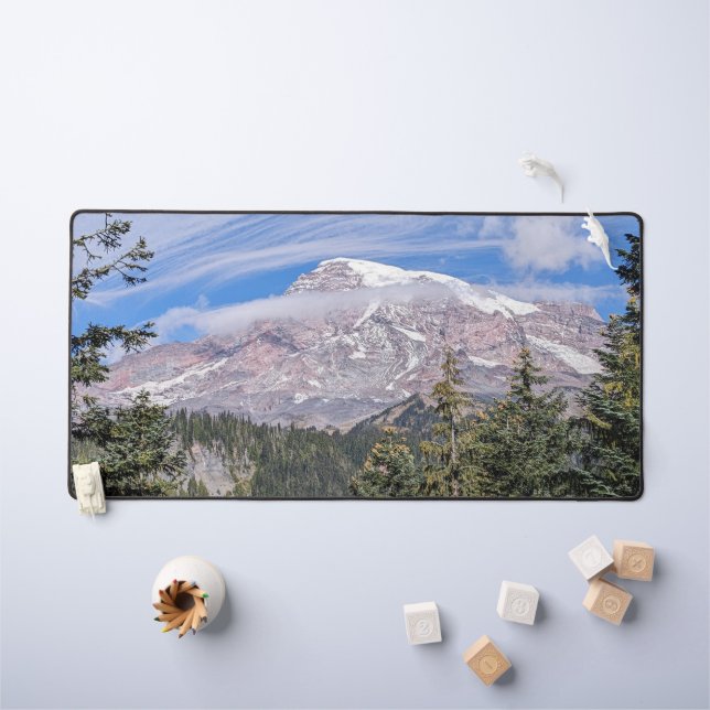 Mount Rainier and Clouds Landscape Desk Mat (Kids Table)