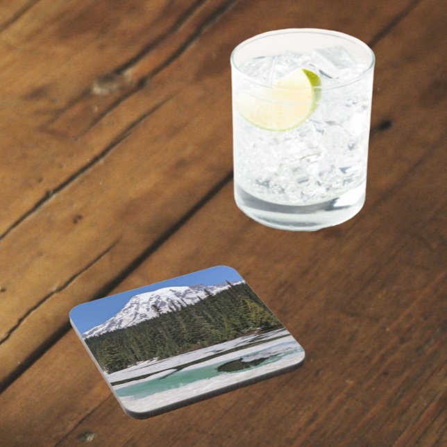 Mount Rainier and Frozen Lake Landscape Coaster (In Situ)