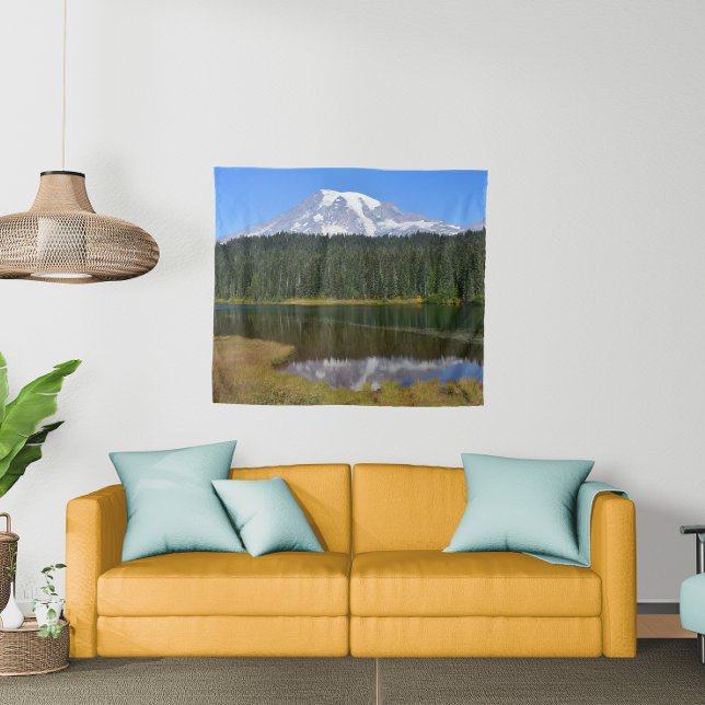 Mount Rainier and Reflection Lake Photo Tapestry (In Situ (Sofa))