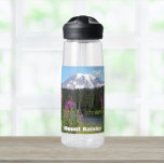 Mount Rainier and Wildflowers Scenic Landscape Water Bottle<br><div class="desc">Stay quenched wherever you go with this clear,  plastic water bottle that features the photo image of snow capped Mount Rainier and pink Fireweed wildflowers. Select your water bottle size and colour. NOTE: Design not optimised for Kid's water bottle style.</div>