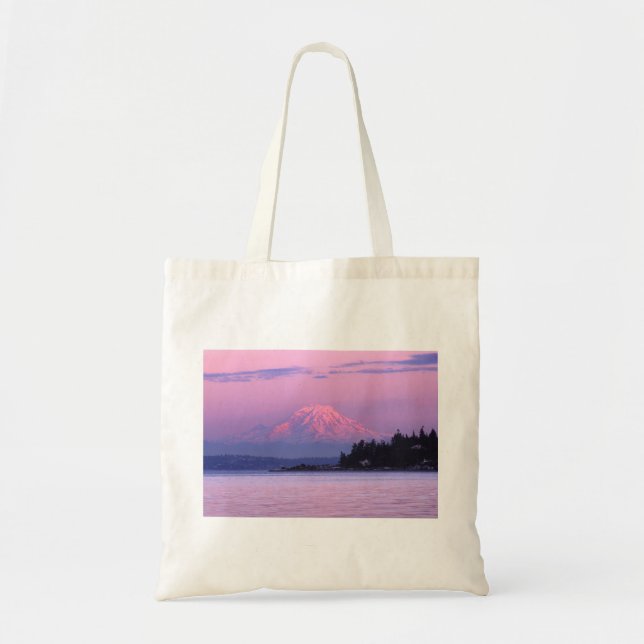 Mount Rainier at sunset Tote Bag (Front)