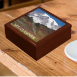Mount Rainier Autumn Colour Landscape Gift Box<br><div class="desc">Store trinkets,  jewellery and other small keepsakes in this wooden gift box with ceramic tile that features a scenic photo image of a magnificent view of Mount Rainier during the colourful autumn season in Mount Rainier National Park,  Washington. Select your gift box size and colour.</div>