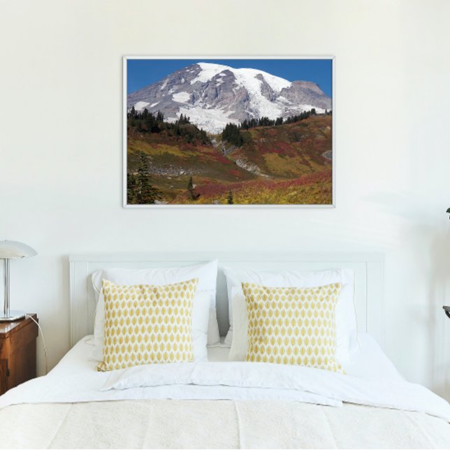Mount Rainier Autumn Colour Photo Print (In Situ Framed)