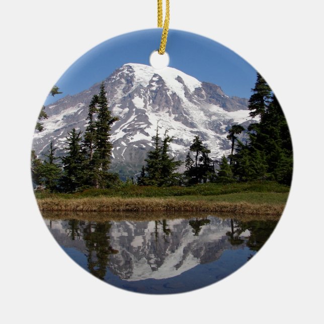 Mount Rainier Ceramic Tree Decoration (Front)