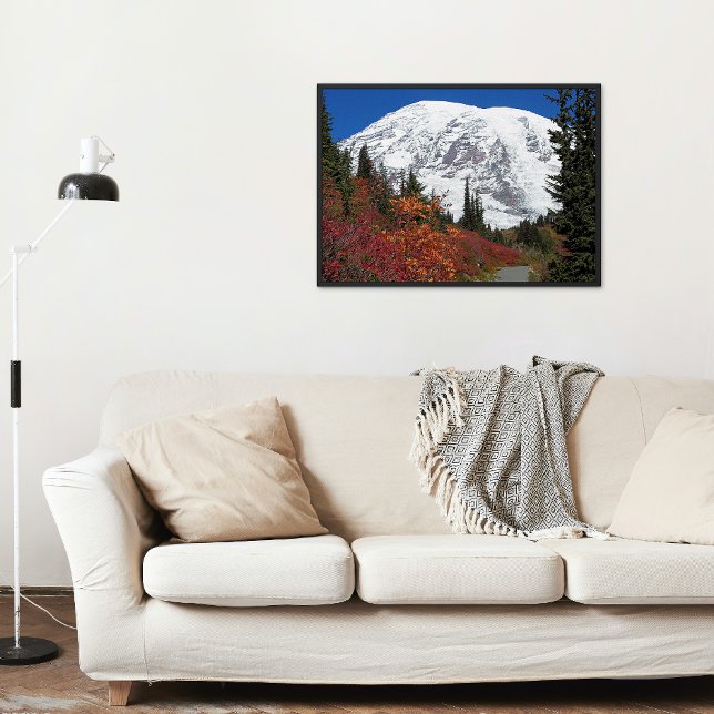 Mount Rainier Fall Colours Photo Glossy Poster (In Situ)