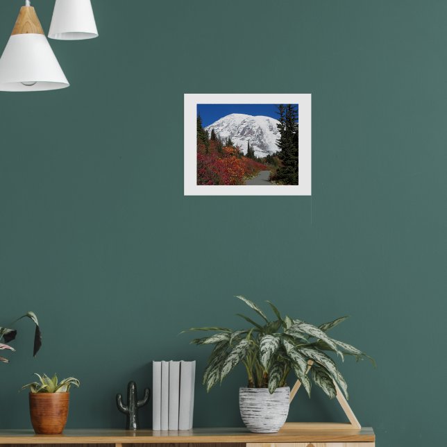 Mount Rainier Fall Colours Photographic Poster (Living Room 1)