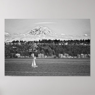 Mount Rainier from Puget Sound, Seattle Washington Poster