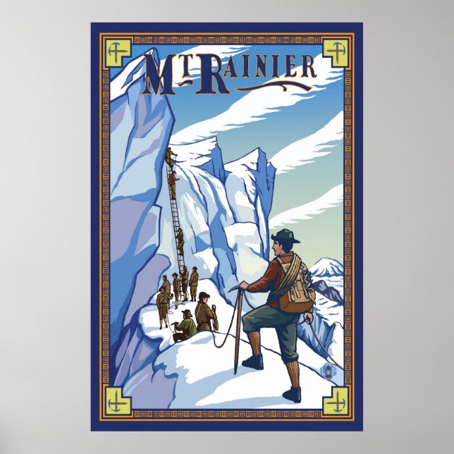 Mount Rainier - Ice Climbing - Travel Poster (Front)