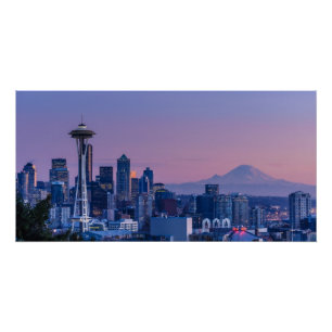 Mount Rainier in the background. Poster