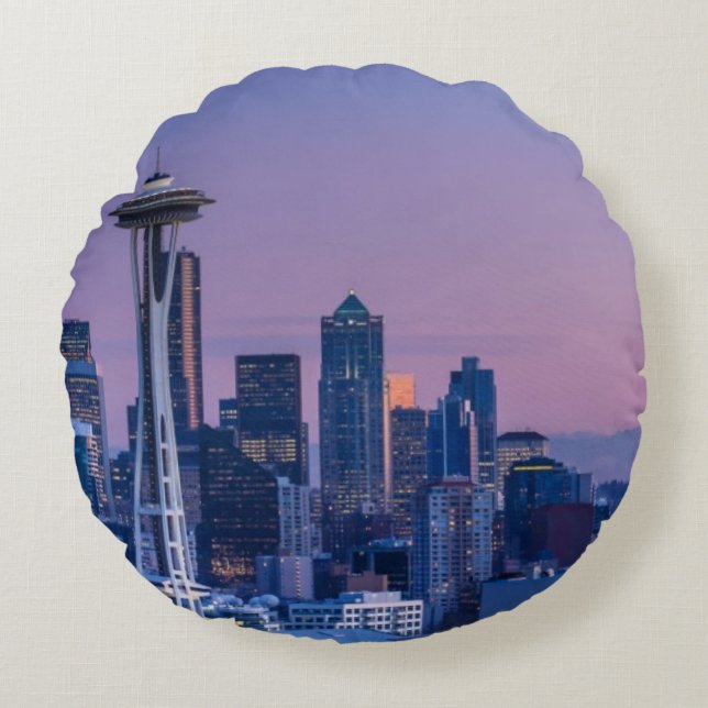 Mount Rainier in the background. Round Cushion (Front)