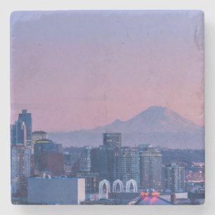 Mount Rainier in the background. Stone Coaster