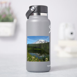 Mount Rainier Lake Reflection with Wildflowers