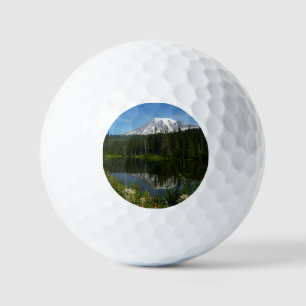 Mount Rainier Lake Reflection with Wildflowers Golf Balls