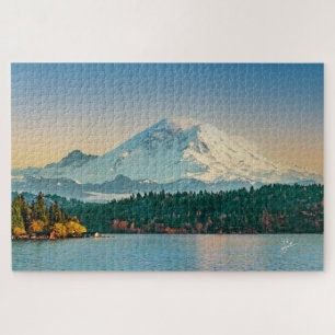 Mount Rainier & Lake Washington Sunset Fine Art Jigsaw Puzzle