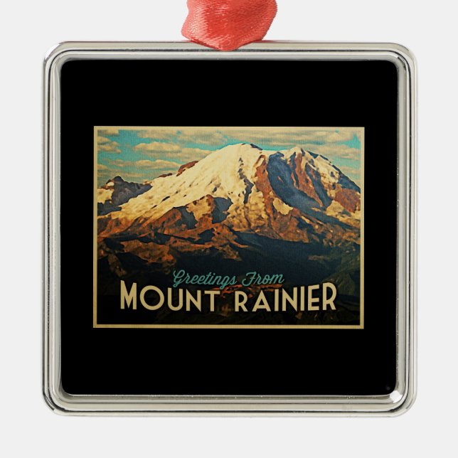 Mount Rainier Metal Tree Decoration (Front)