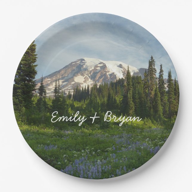 Mount Rainier Morning Light Paper Plate (Front)