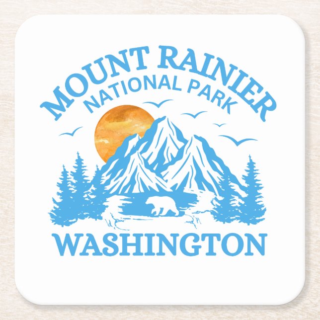 mount rainier national park Cooler Square Paper Coaster (Front)