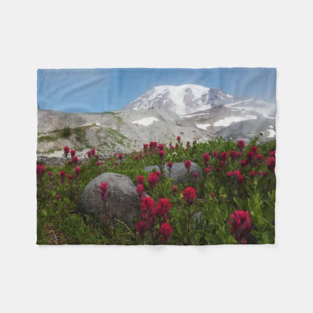 Mount Rainier National Park, Mount Rainier 1 Fleece Blanket (Front (Horizontal))