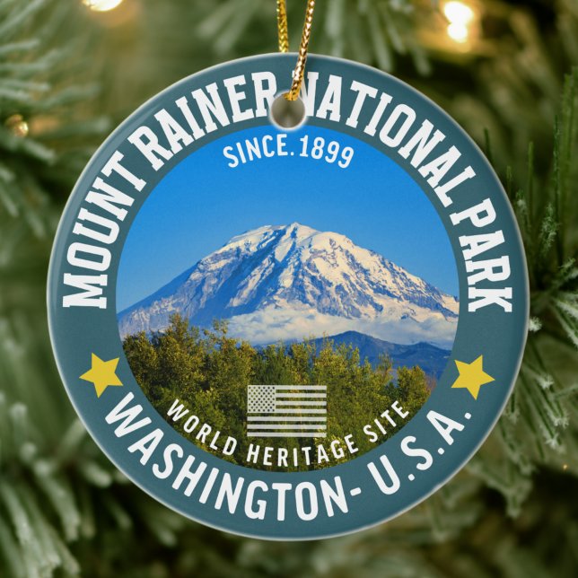 Mount Rainier National Park - Mountain Adventure  Ceramic Tree Decoration (Creator Uploaded)