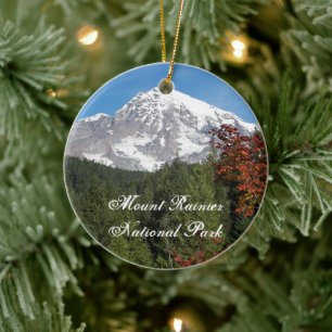 Mount Rainier National Park Photo Ceramic Tree Decoration
