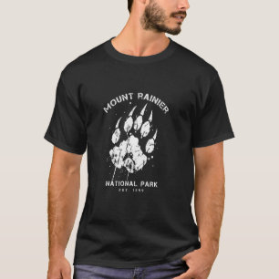 Mount Rainier National Park Vacation Bear Pawprint T-Shirt