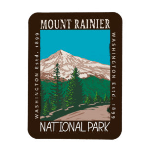 Mount Rainier National Park Vintage Distressed Magnet