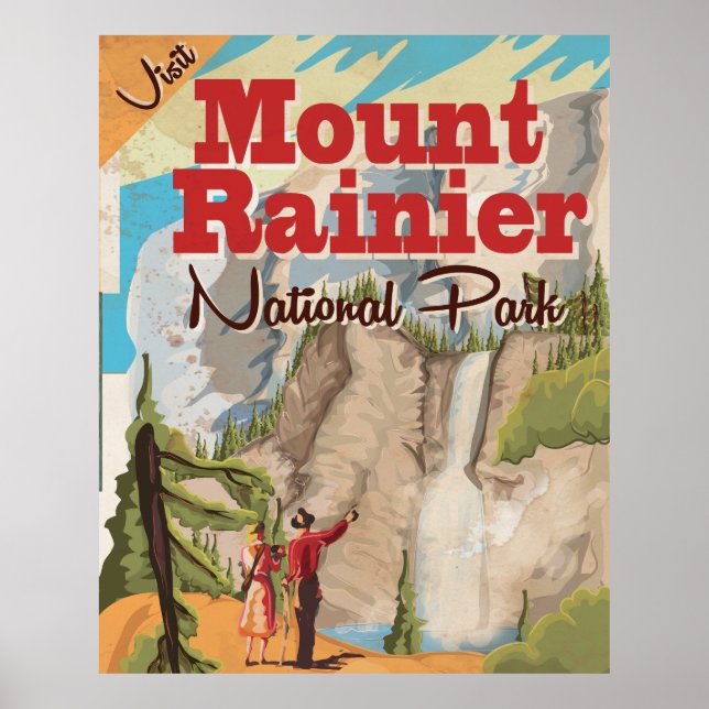 Mount Rainier national park Vintage Travel Poster (Front)
