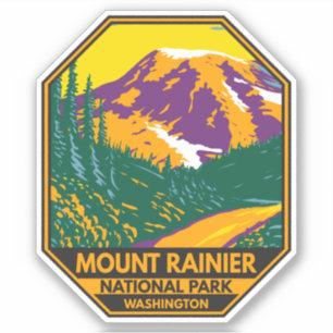 Mount Rainier National Park Washington Retro