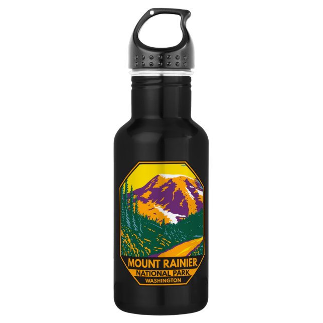 Mount Rainier National Park Washington Retro  532 Ml Water Bottle (Front)