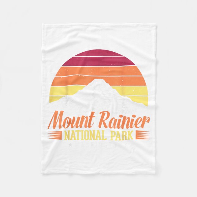 Mount Rainier National Park Washington Retro Fleece Blanket (Front)