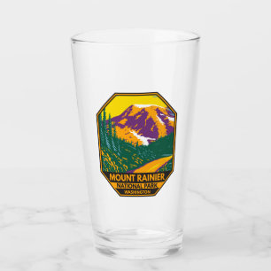 Mount Rainier National Park Washington Retro Glass