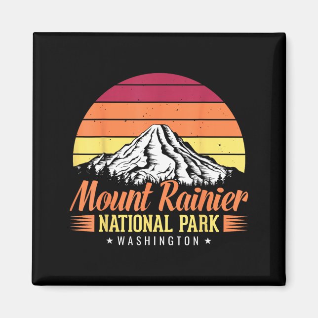 Mount Rainier National Park Washington Retro Magnet (Front)