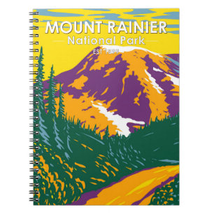 Mount Rainier National Park Washington Retro Notebook