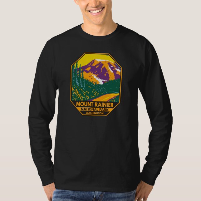 Mount Rainier National Park Washington Retro  T-Shirt (Front)