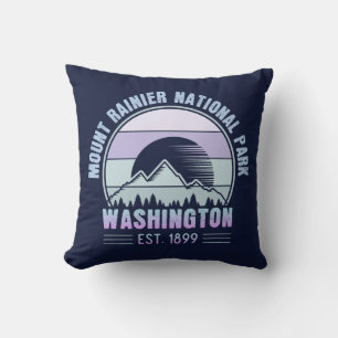 Mount Rainier National Park Washington USA Retro Cushion