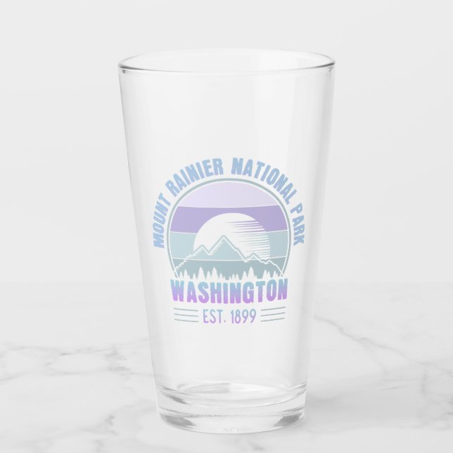 Mount Rainier National Park Washington USA Retro Glass (Front)